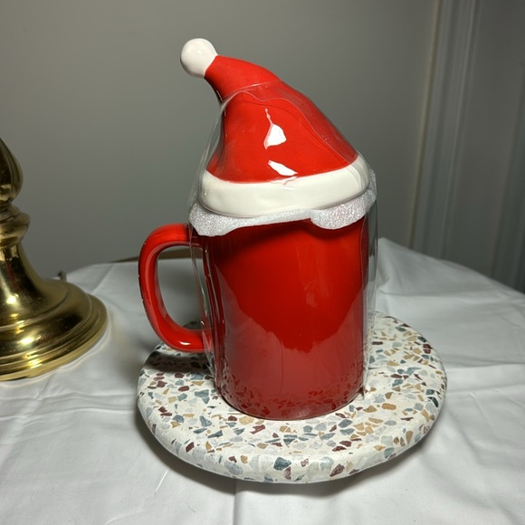 Rae Dunn Santa’s Helper coffee/tea mug with Santa hat topper - Picture 4 of 6